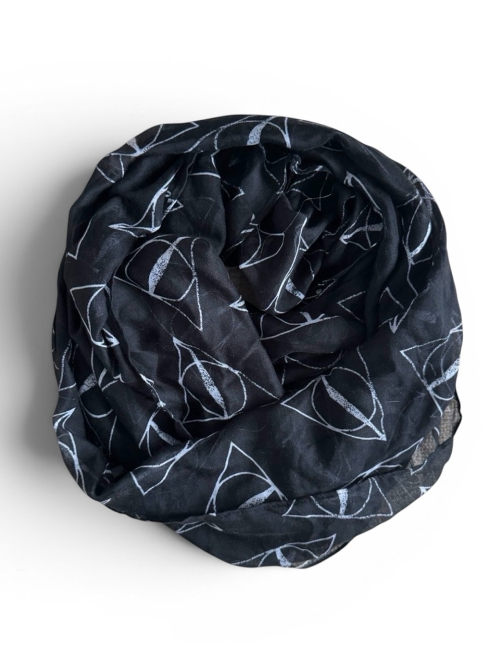 Harry Potter Deathly Hallows Infinity Scarf Black Sheer Lightweight OS
